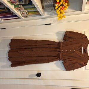 Brown Button-Up Midi Dress
